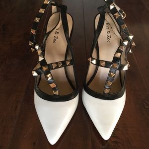 Eva and Zoe studded heels with ankle strap